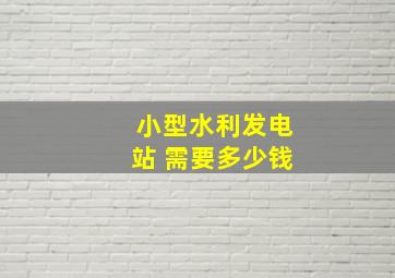 小型水利发电站 需要多少钱